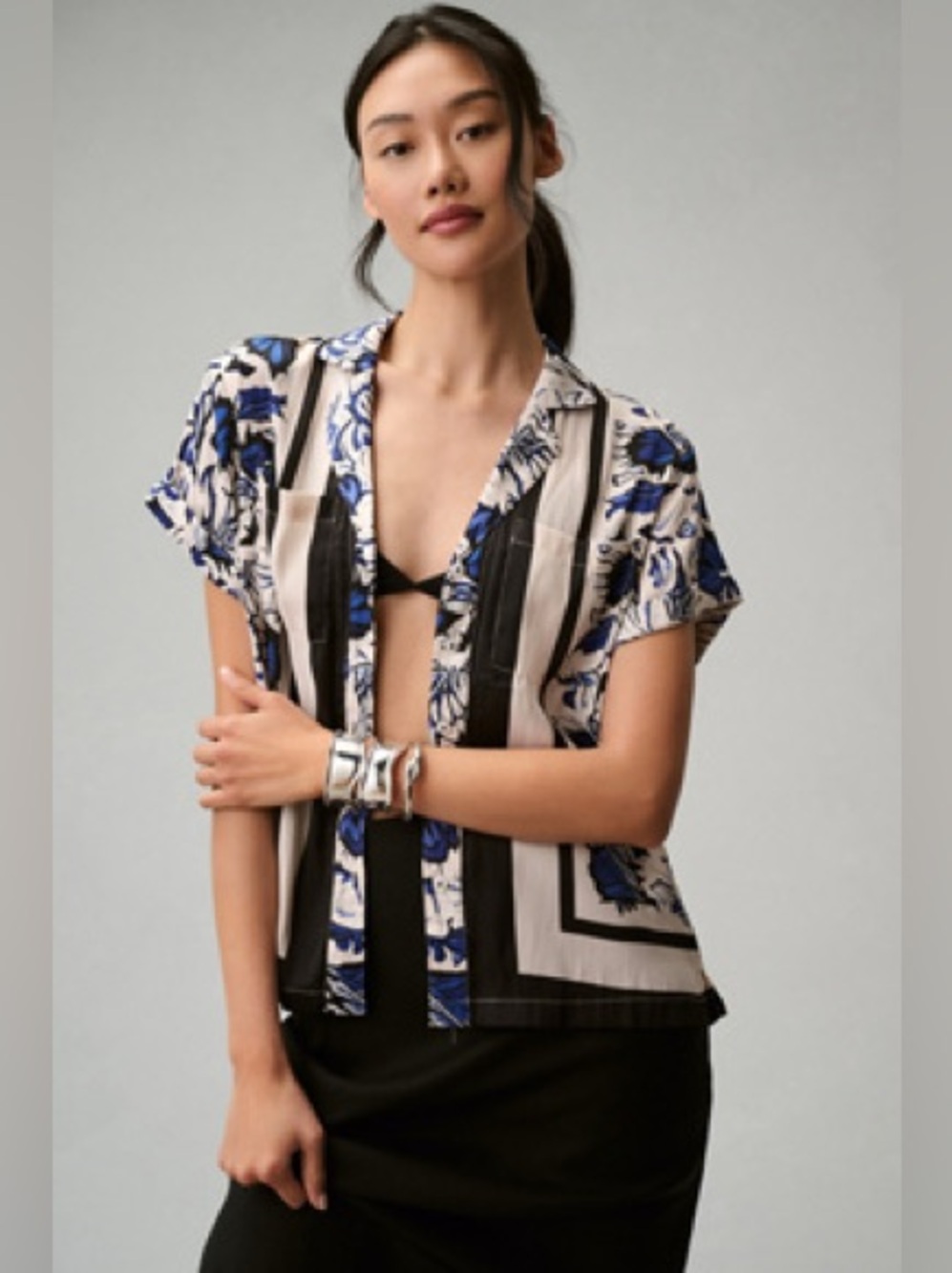 By Anthropologie Breanna Floral Scarf Print Buttondown Shirt XXS